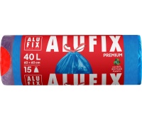 Garbage bags ALUFIX, drawstring, LDPE, 60x60cm, 40l, 15 pcs, blue