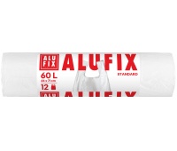 Worki na śmieci ALUFIX, z uszami, HDPE, 64x71cm, 60l, 12 szt., białe