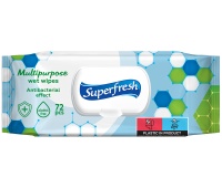 Antibacterial wet wipes SUPERFRESH, flip top, 72 pcs
