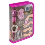 School pencil case GIMBOO, with accessories, 1 compartment, 1 divider, Holidays, pink