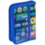 School pencil case GIMBOO, with accessories, 1 compartment, 1 divider, Emojis, navy blue