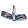School pencil case GIMBOO, with accessories, 2 compartments, Jumbo, Soccer, grey