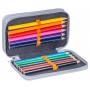 School pencil case GIMBOO, with accessories, 2 compartments, Jumbo, Soccer, grey
