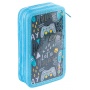 School pencil case GIMBOO, with accessories, 2 compartments, Jumbo, Gamer, blue