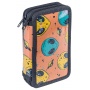 School pencil case GIMBOO, with accessories, 2 compartments, Jumbo, Alien, orange-black