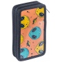 School pencil case GIMBOO, with accessories, 2 compartments, Jumbo, Alien, orange-black