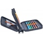 School pencil case GIMBOO, with accessories, 2 compartments, Jumbo, Alien, orange-black