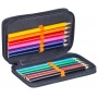 School pencil case GIMBOO, with accessories, 2 compartments, Jumbo, Alien, orange-black