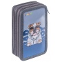 School pencil case GIMBOO, with accessories, 3 compartments, Bulldog, grey