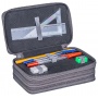 School pencil case GIMBOO, with accessories, 3 compartments, Bulldog, grey