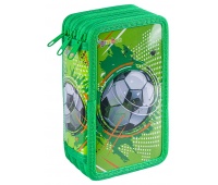 Pi&oacute;rnik szkolny GIMBOO, z wyposażeniem, 3 komory, Soccer, zielony
