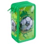 School pencil case GIMBOO, with accessories, 3 compartments, Soccer, green