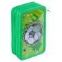 School pencil case GIMBOO, with accessories, 3 compartments, Soccer, green