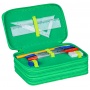 School pencil case GIMBOO, with accessories, 3 compartments, Soccer, green
