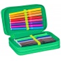 School pencil case GIMBOO, with accessories, 3 compartments, Soccer, green
