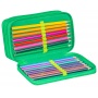 School pencil case GIMBOO, with accessories, 3 compartments, Soccer, green