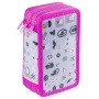 School pencil case GIMBOO, with accessories, 3 compartments, Halloween, pink