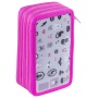 School pencil case GIMBOO, with accessories, 3 compartments, Halloween, pink