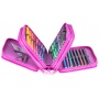 School pencil case GIMBOO, with accessories, 3 compartments, Halloween, pink