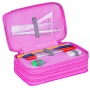 School pencil case GIMBOO, with accessories, 3 compartments, Halloween, pink