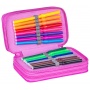 School pencil case GIMBOO, with accessories, 3 compartments, Halloween, pink