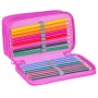 School pencil case GIMBOO, with accessories, 3 compartments, Halloween, pink