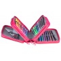 School pencil case GIMBOO, with accessories, 3 compartments, Bunnies, pink