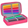 School pencil case GIMBOO, with accessories, 3 compartments, Bunnies, pink