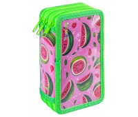Pi&oacute;rnik szkolny GIMBOO, z wyposażeniem, 3 komory, Watermelon, zielony