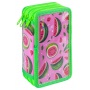 School pencil case GIMBOO, with accessories, 3 compartments, Watermelon, green