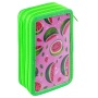 School pencil case GIMBOO, with accessories, 3 compartments, Watermelon, green
