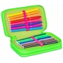 School pencil case GIMBOO, with accessories, 3 compartments, Watermelon, green