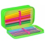 School pencil case GIMBOO, with accessories, 3 compartments, Watermelon, green