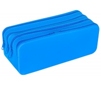Four-compartment silicone pencil case GIMBOO, 200x80x75mm, blue