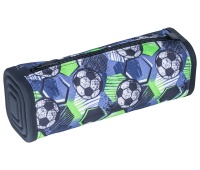 Piórnik silikonowy kwadratowy GIMBOO, z nadrukiem, 210x72x72mm, piłka, czarno-zielony