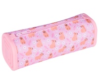 Square silicone pencil case GIMBOO, with print, 210x72x72mm, capybara, pink