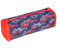 Square silicone pencil case GIMBOO, with print, 210x72x72mm, car, red-black