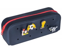 Silicone pencil case GIMBOO, with 4 badges, 200x60x75mm, black