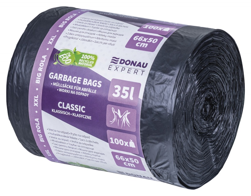 Worki na odpady DONAU Expert Big Rola XXL z uszami 35 l 100 sztuk czarne