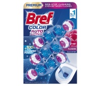 Kulki myjąco-zapachowe do toalet BREF Color Auto Active Flower, barwiące, 3x50g