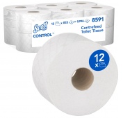 Papier toaletowy SCOTT Control, centralne odwijanie, 2-warstwowy, 204m, 12 rolek x 833 listki, biały
