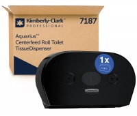 Dozownik podw&oacute;jny do papieru toaletowego KIMBERLY-CLARK, 7187, centralne odwijanie, czarny