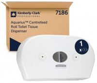 Dozownik podw&oacute;jny do papieru toaletowego KIMBERLY-CLARK, 7186, centralne odwijanie, biały