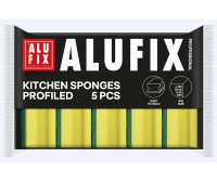 Long profiled kitchen sponges ALUFIX Professional, 145x60x45mm, 5 pcs, yellow