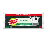Kitchen scourer SCOTCH-BRITE Classic, flat, 4+4 pcs free, yellow-green