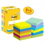 Self-adhesive notes POST-IT&reg; Energetic, 76x76mm, 8x100 sheets + 4x100 sheets free, assorted colors