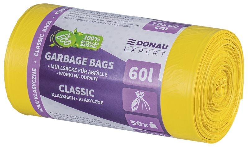 Worki na odpady DONAU Expert LDPE 60 l 50 sztuk żółte
