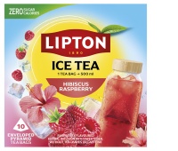 Herbata LIPTON, do parzenia na zimno, malina i hibiskus, 10 torebek