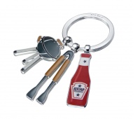 Keyring TROIKA BBQ, enamelled metal, grey-red