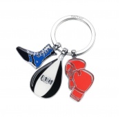 Keyring TROIKA Boxen, 3 charms, enamelled metal, mix colors
